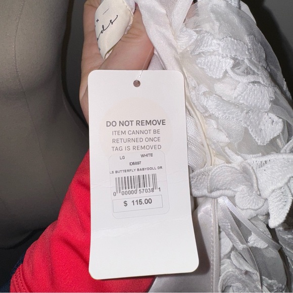 American Threads Women’s L White Butterfly Babydoll Mini Dress - Picture 9 of 11